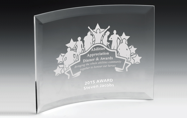 2243S (Screen Print), 2243L (Laser) - Curved Standing Award - 10" x 7" 2243S (Screen Print), 2243L (Laser) - Curved Standing Award - 10" x 7"